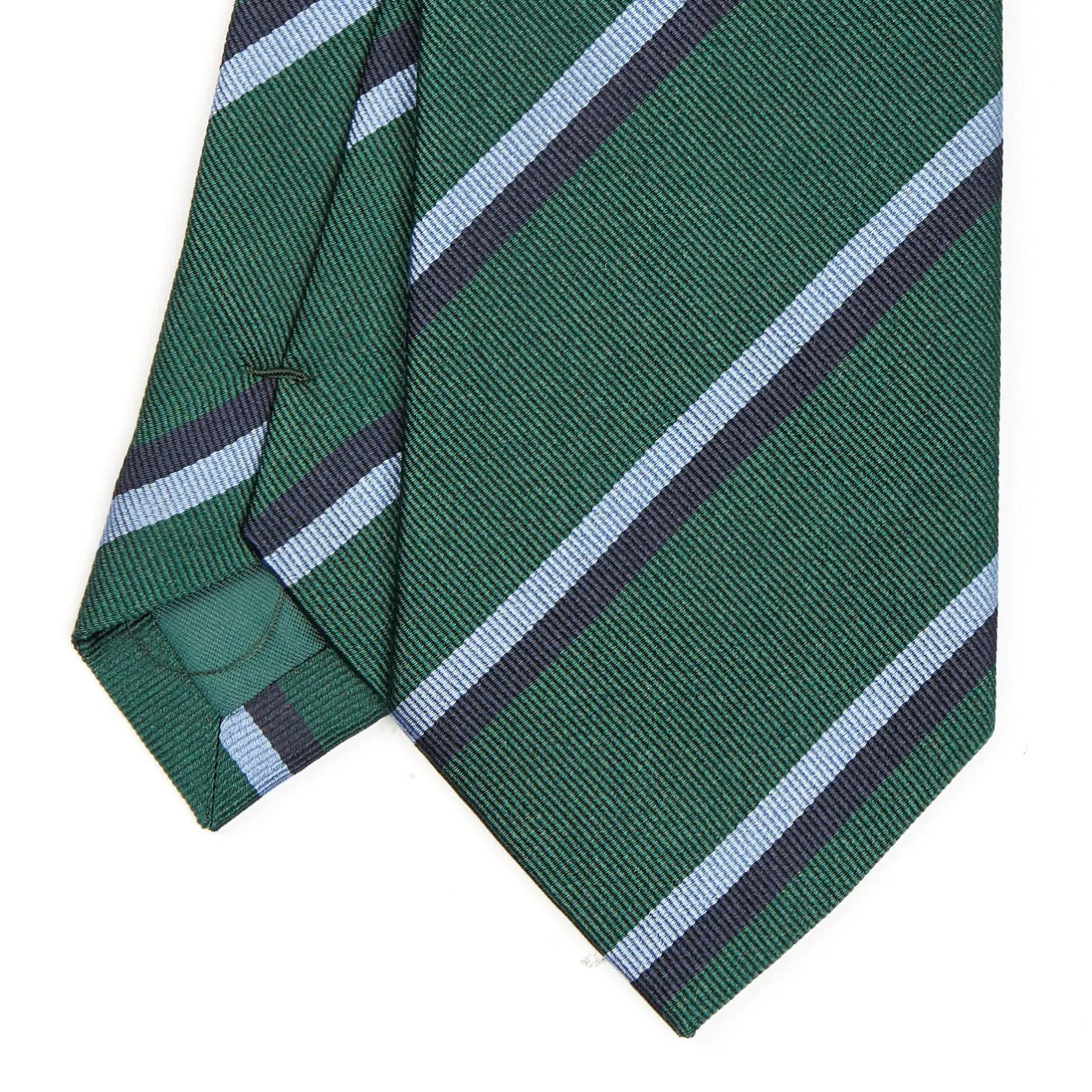 E.Marinella CRAVATTA REGIMENTAL IN SETA VERDE SCURO Righe blue e azzurre Online