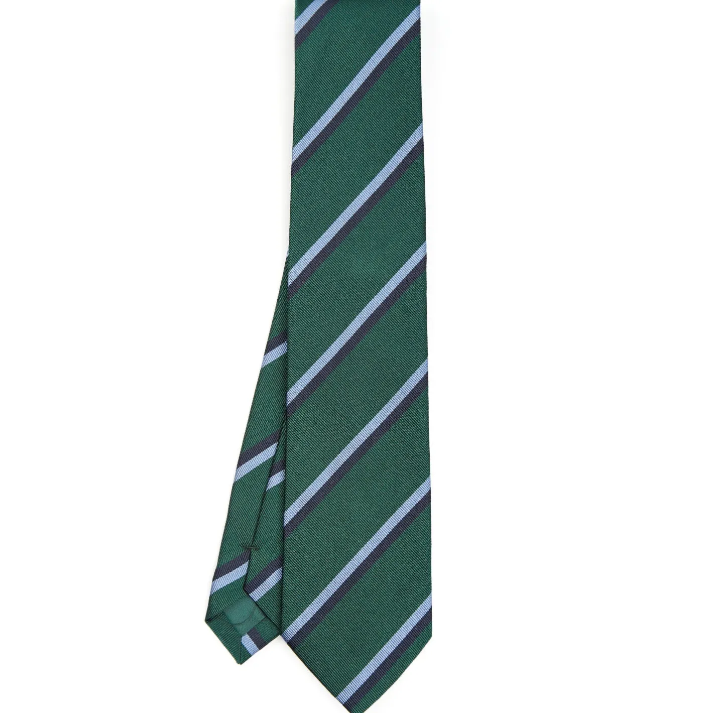 E.Marinella CRAVATTA REGIMENTAL IN SETA VERDE SCURO Righe blue e azzurre Online