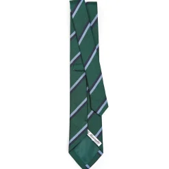 E.Marinella CRAVATTA REGIMENTAL IN SETA VERDE SCURO Righe blue e azzurre Online