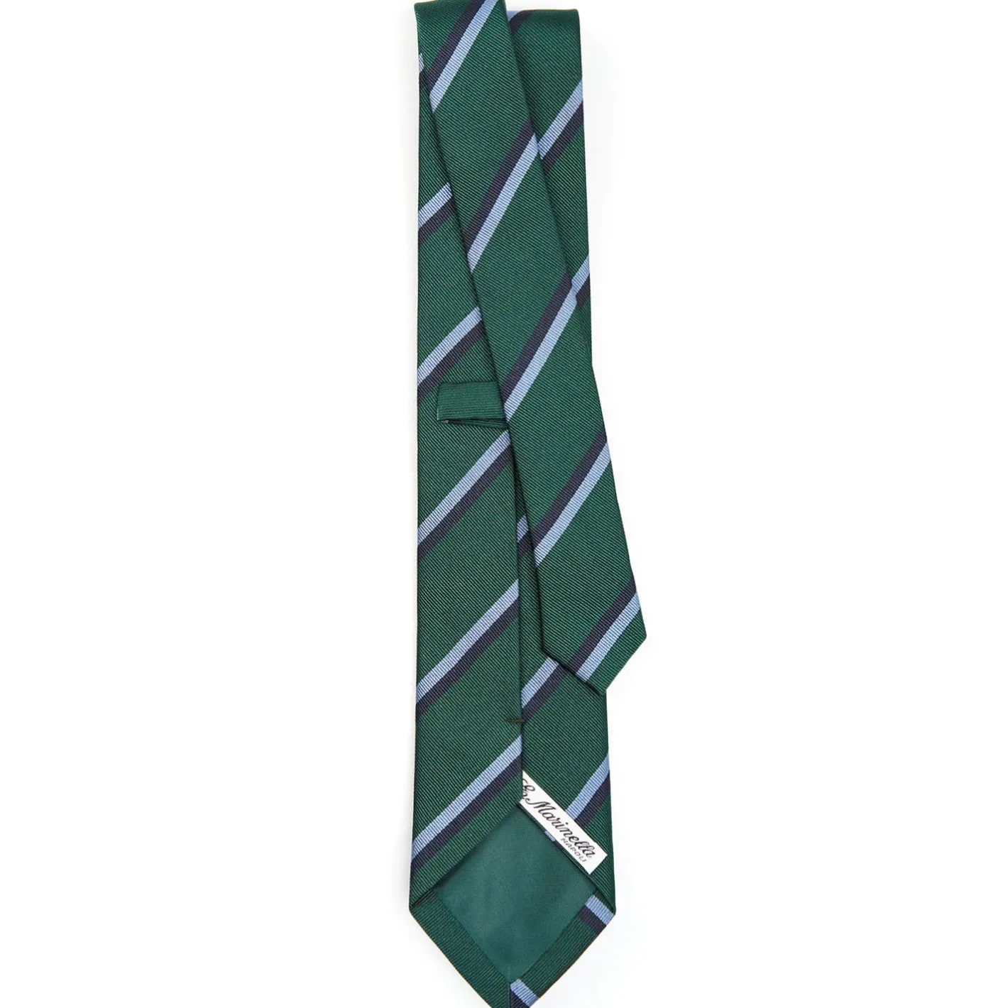 E.Marinella CRAVATTA REGIMENTAL IN SETA VERDE SCURO Righe blue e azzurre Online