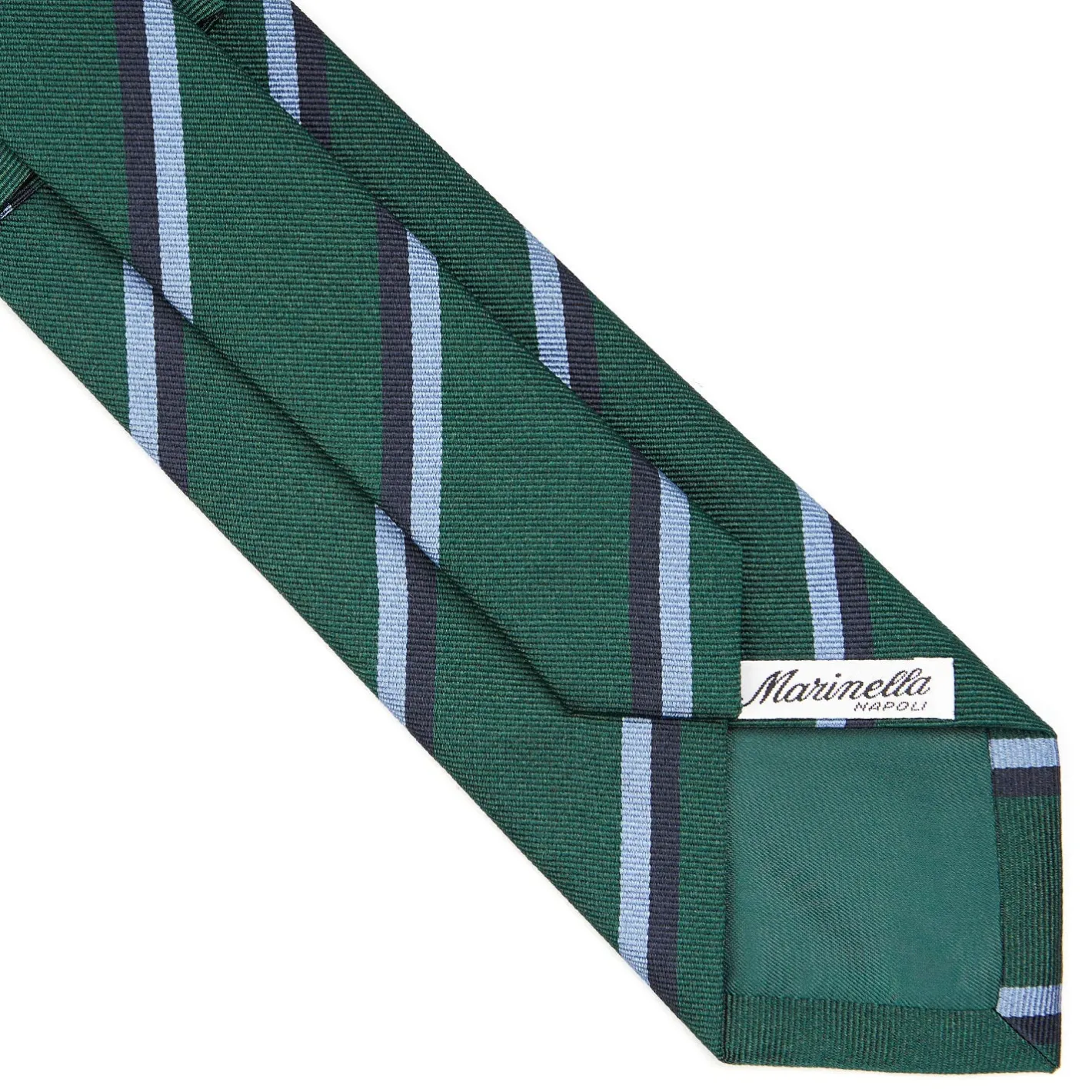 E.Marinella CRAVATTA REGIMENTAL IN SETA VERDE SCURO Righe blue e azzurre Online