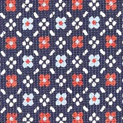 E.Marinella CRAVATTA SARTORIALE CLASSICA IN SETA BLU SCURO Microfantasia fiore New