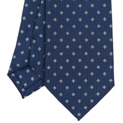 E.Marinella CRAVATTA SARTORIALE CLASSICA IN SETA BLU SCURO Microfantasia fiore Hot