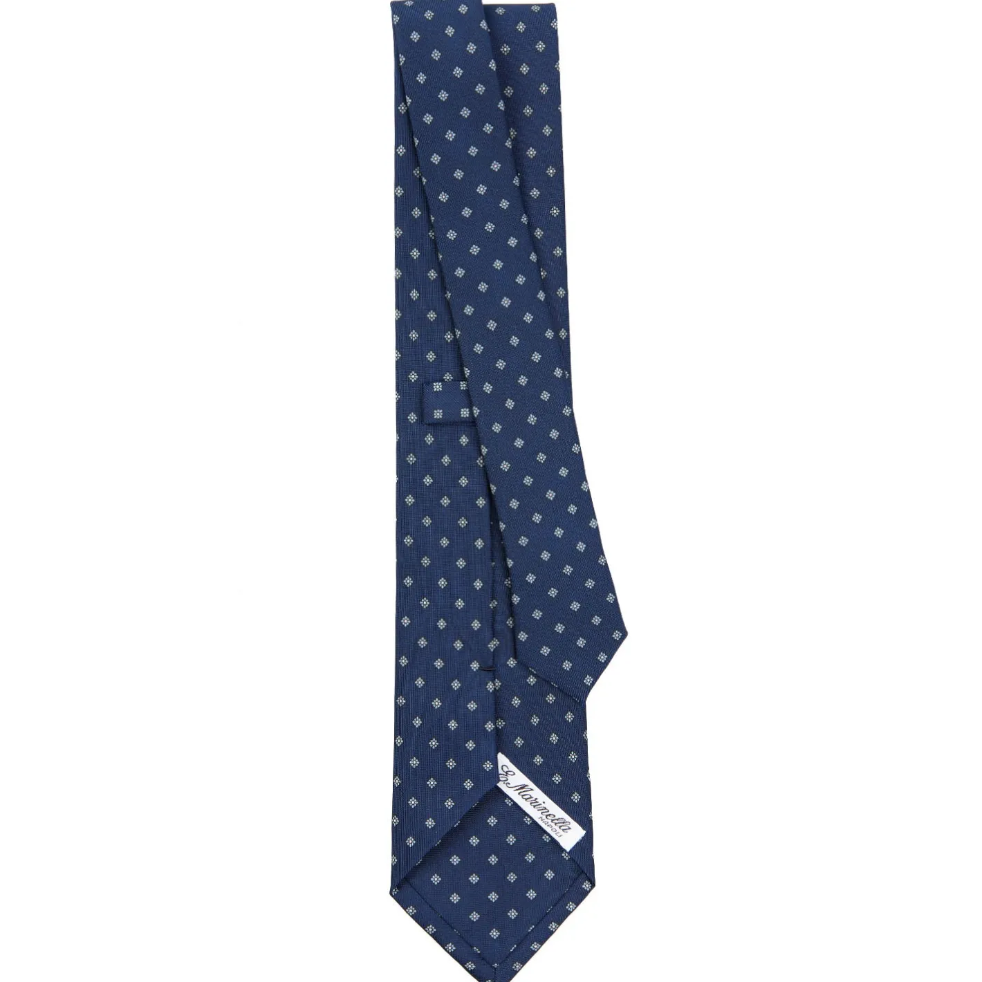E.Marinella CRAVATTA SARTORIALE CLASSICA IN SETA BLU SCURO Microfantasia fiore Hot