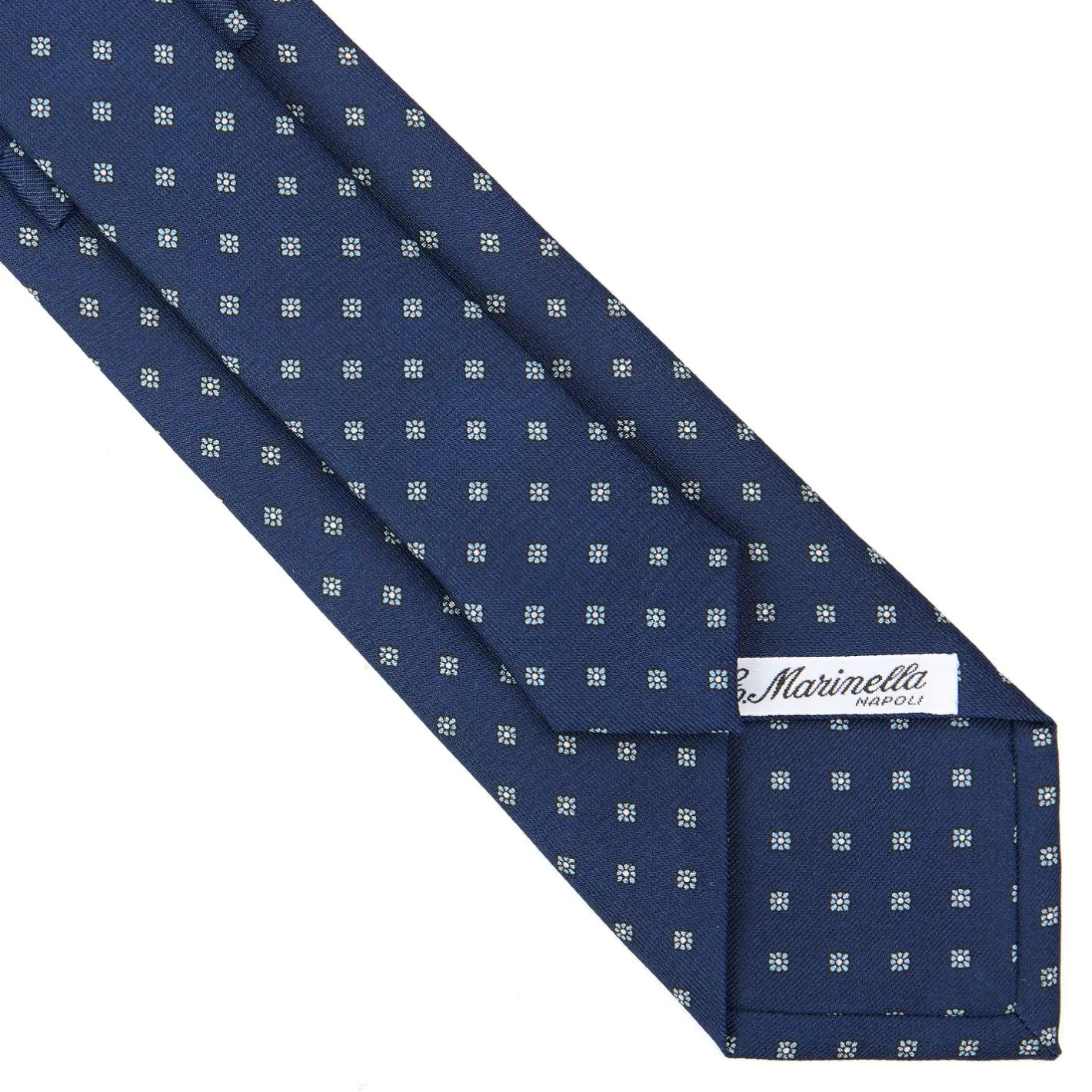 E.Marinella CRAVATTA SARTORIALE CLASSICA IN SETA BLU SCURO Microfantasia fiore Hot