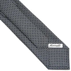 E.Marinella CRAVATTA SARTORIALE CLASSICA IN SETA BLU SCURO Microfantasia geometrica Sale