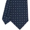 E.Marinella CRAVATTA SARTORIALE CLASSICA IN SETA BLU SCURO Microfantasia fiore