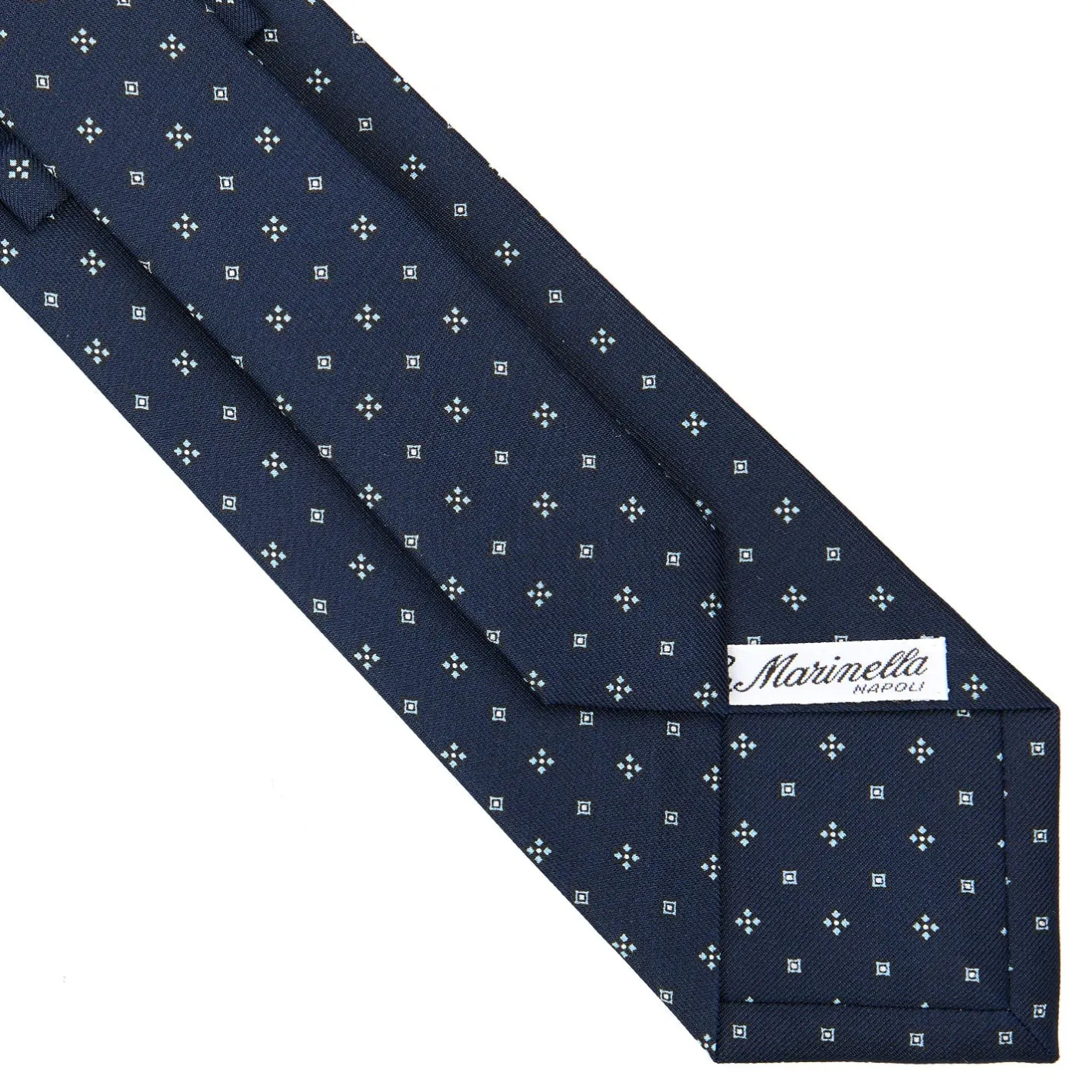 E.Marinella CRAVATTA SARTORIALE CLASSICA IN SETA BLU SCURO Microfantasia fiore