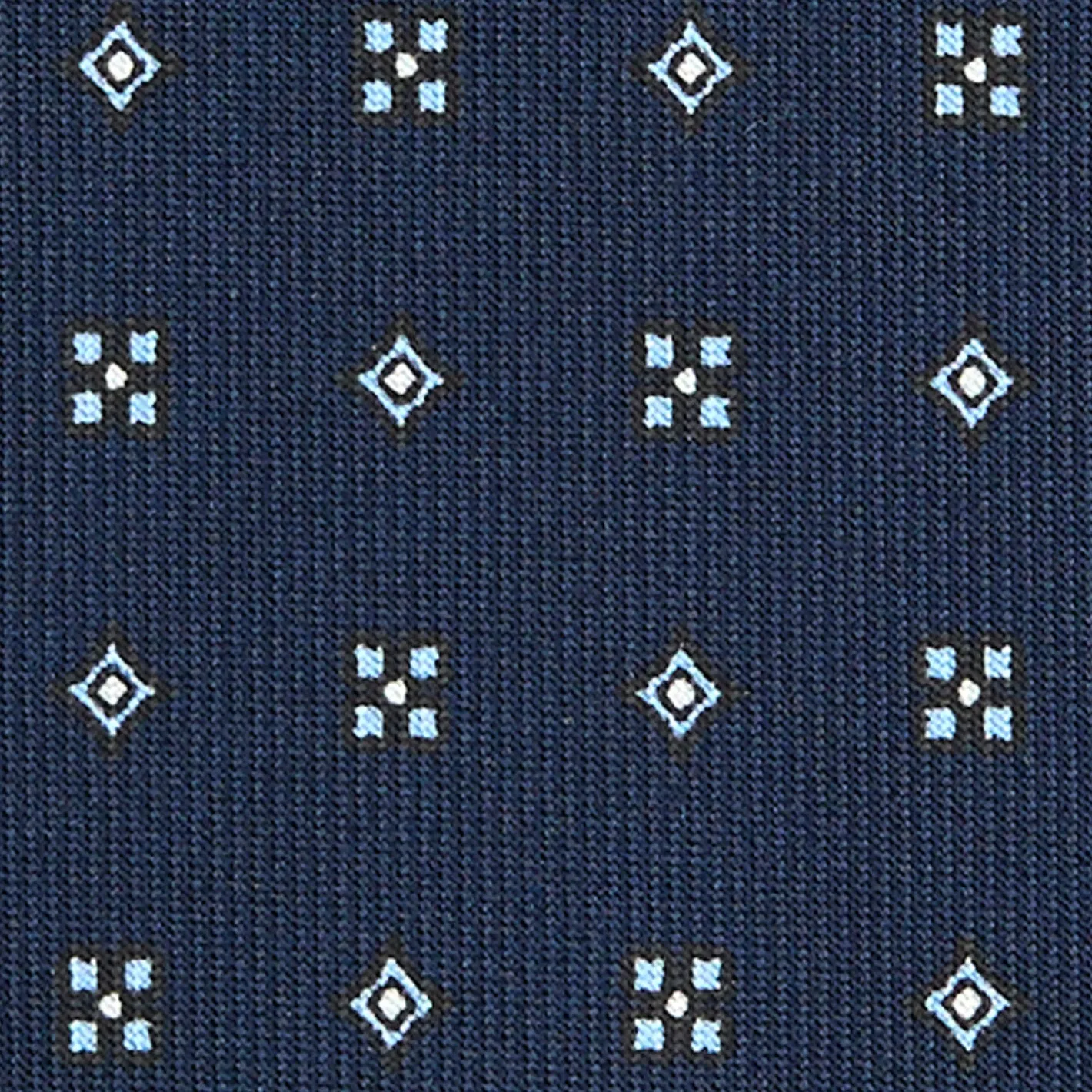 E.Marinella CRAVATTA SARTORIALE CLASSICA IN SETA BLU SCURO Microfantasia fiore