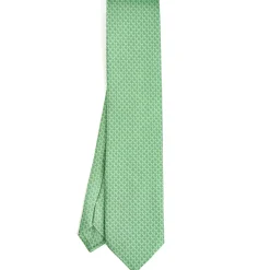 E.Marinella CRAVATTA SARTORIALE CLASSICA IN SETA VERDE Microfantasia m geometrica