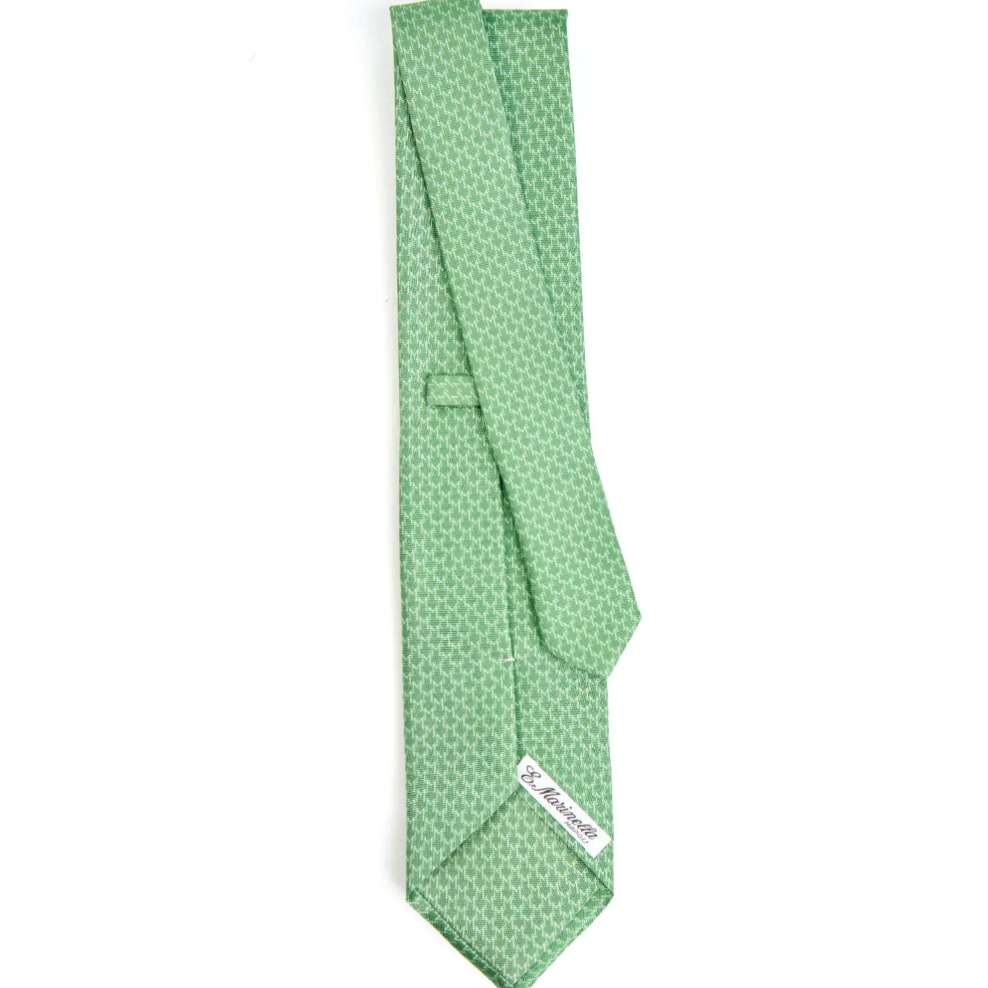 E.Marinella CRAVATTA SARTORIALE CLASSICA IN SETA VERDE Microfantasia m geometrica