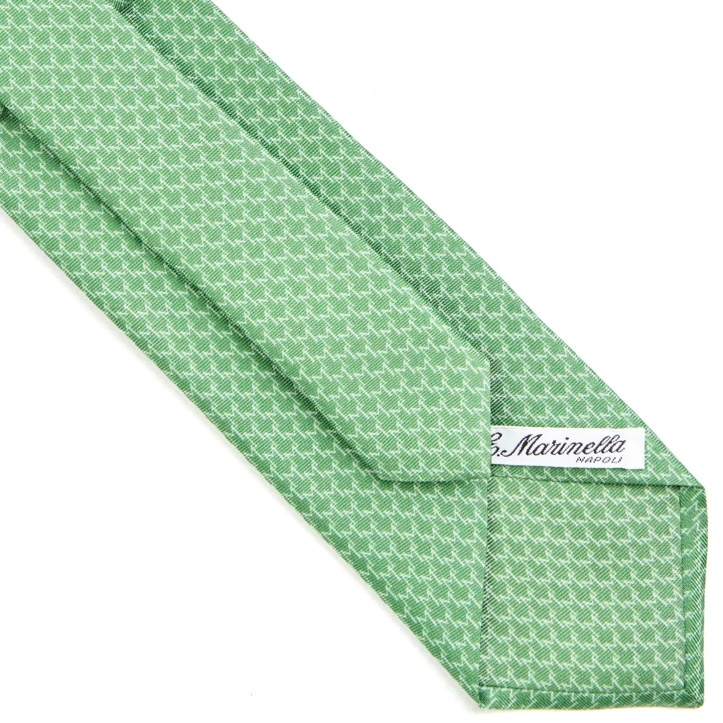 E.Marinella CRAVATTA SARTORIALE CLASSICA IN SETA VERDE Microfantasia m geometrica