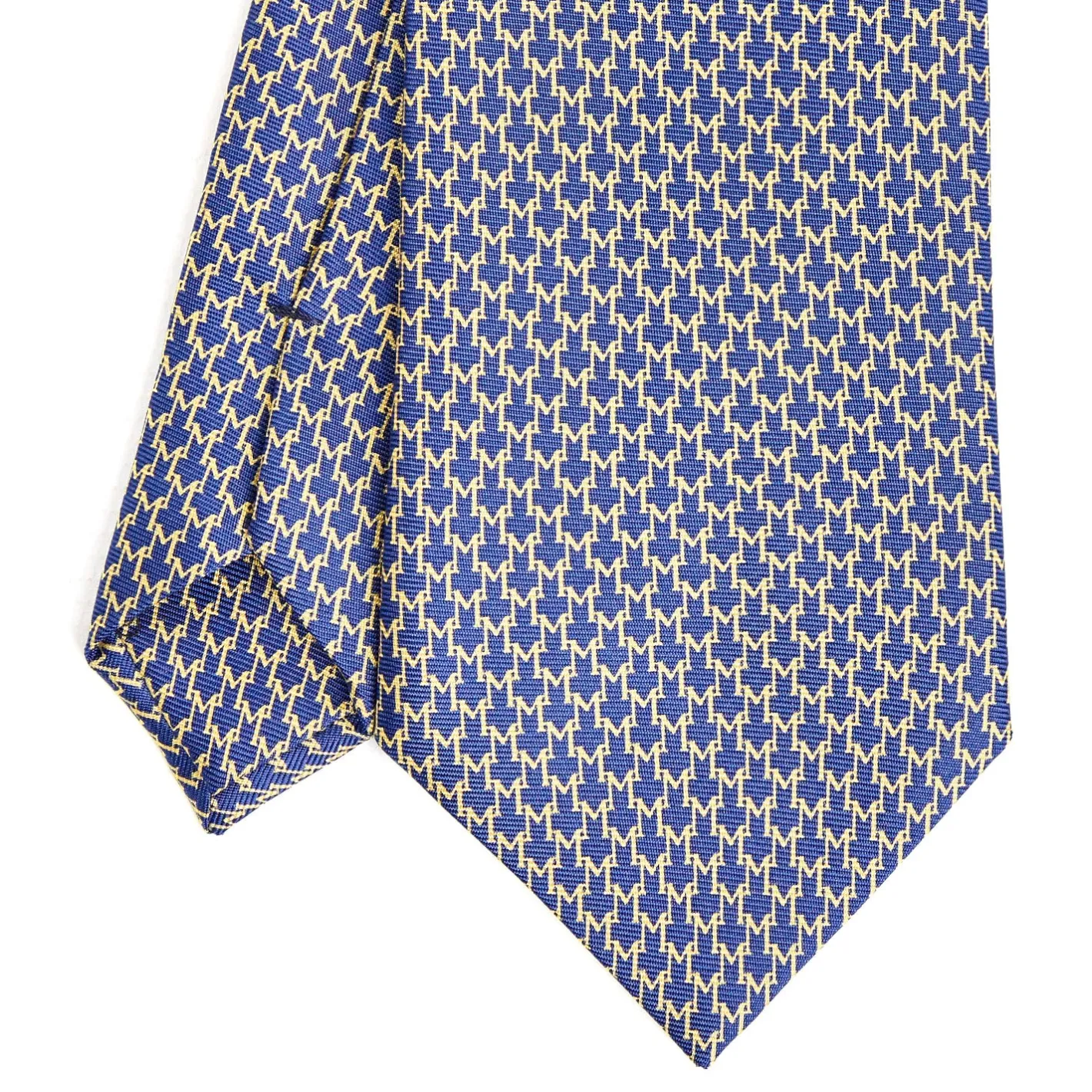 E.Marinella CRAVATTA SARTORIALE CLASSICA IN SETA BLU SCURO Microfantasia m geometrica Clearance