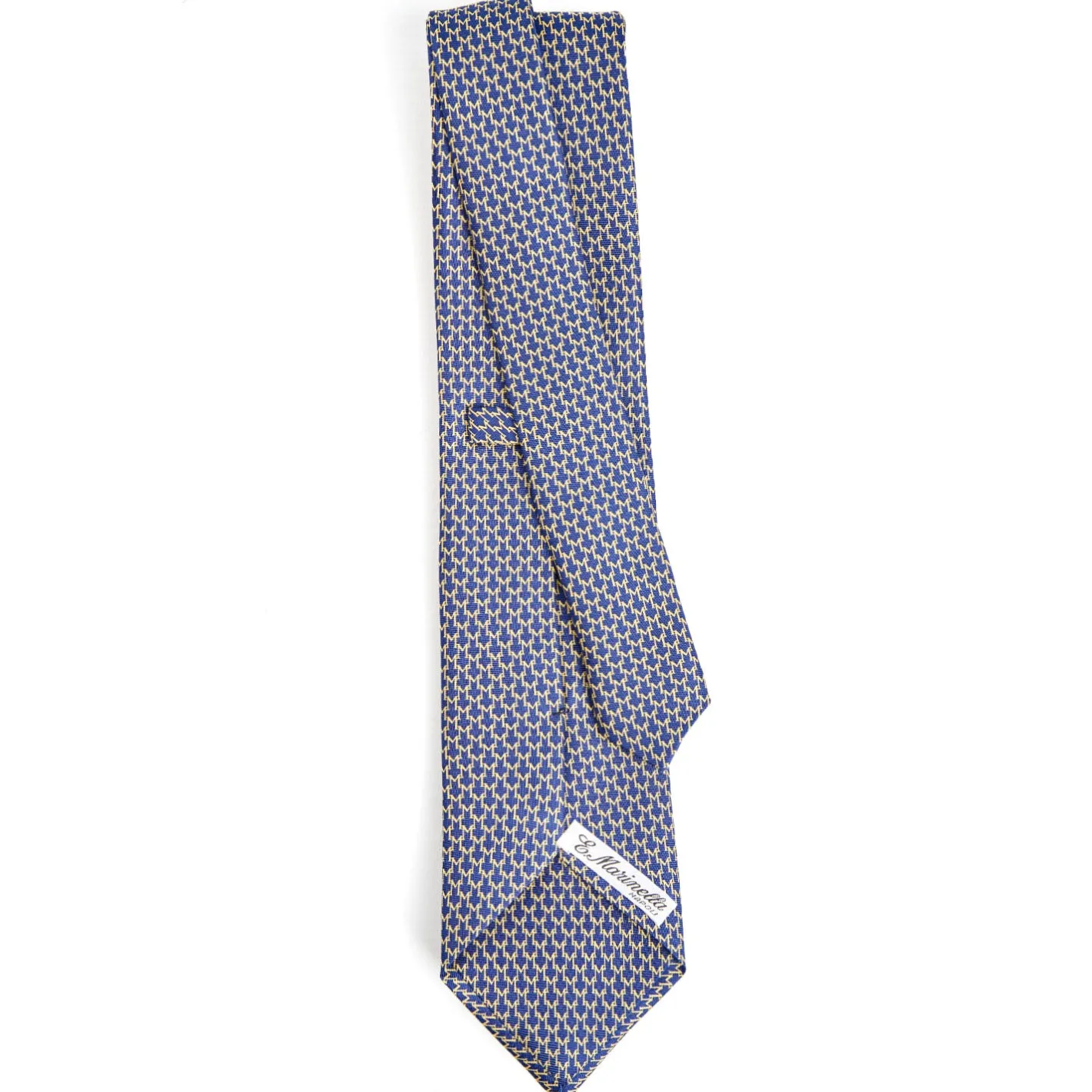 E.Marinella CRAVATTA SARTORIALE CLASSICA IN SETA BLU SCURO Microfantasia m geometrica Clearance
