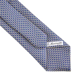 E.Marinella CRAVATTA SARTORIALE CLASSICA IN SETA BLU SCURO Microfantasia m geometrica Clearance