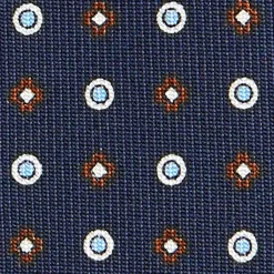 E.Marinella CRAVATTA SARTORIALE CLASSICA IN SETA BLU SCURO Microfantasia fiore Clearance