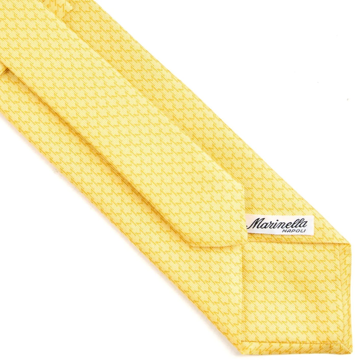 E.Marinella CRAVATTA SARTORIALE CLASSICA IN SETA GIALLA Microfantasia m geometrica New