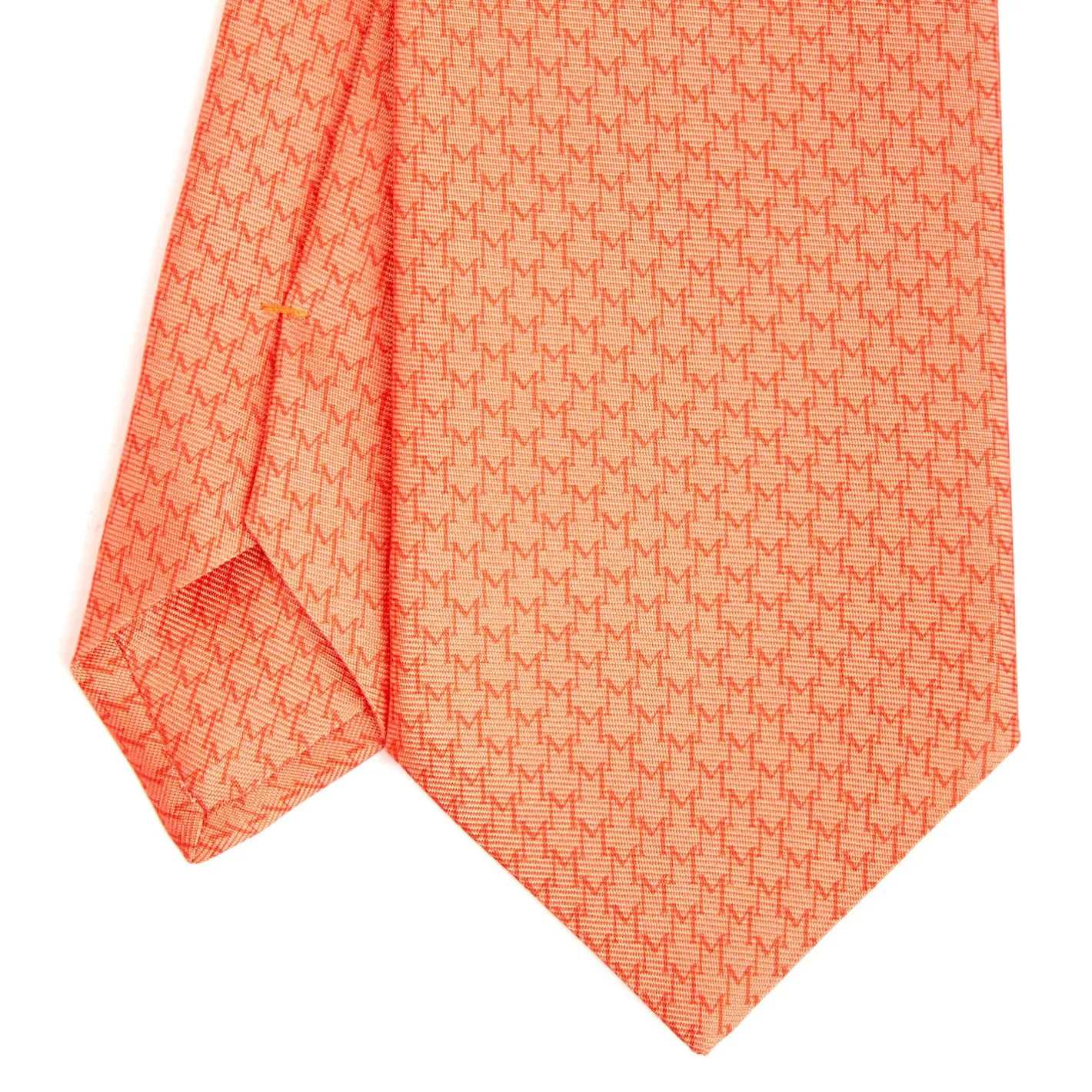 E.Marinella CRAVATTA SARTORIALE CLASSICA IN SETA ARANCIONE Microfantasia m geometrica Outlet