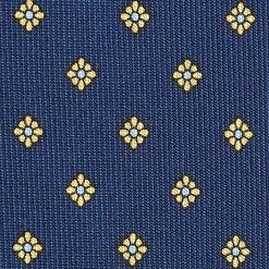 E.Marinella CRAVATTA SARTORIALE CLASSICA IN SETA BLU SCURO Microfantasia fiore Outlet