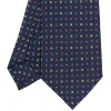 E.Marinella CRAVATTA SARTORIALE CLASSICA IN SETA BLU SCURO Microfantasia fiore