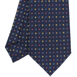 E.Marinella CRAVATTA SARTORIALE CLASSICA IN SETA BLU SCURO Microfantasia fiore