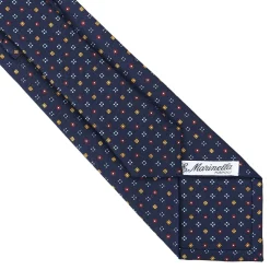 E.Marinella CRAVATTA SARTORIALE CLASSICA IN SETA BLU SCURO Microfantasia fiore