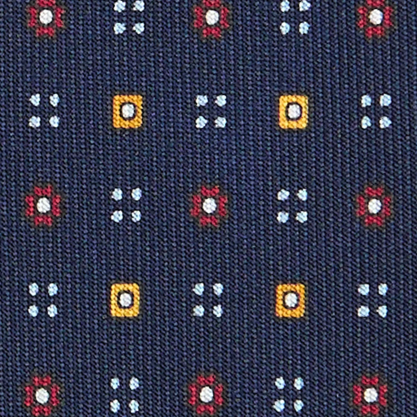 E.Marinella CRAVATTA SARTORIALE CLASSICA IN SETA BLU SCURO Microfantasia fiore