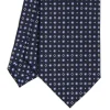 E.Marinella CRAVATTA SARTORIALE CLASSICA IN SETA BLU SCURO Microfantasia fiore Hot