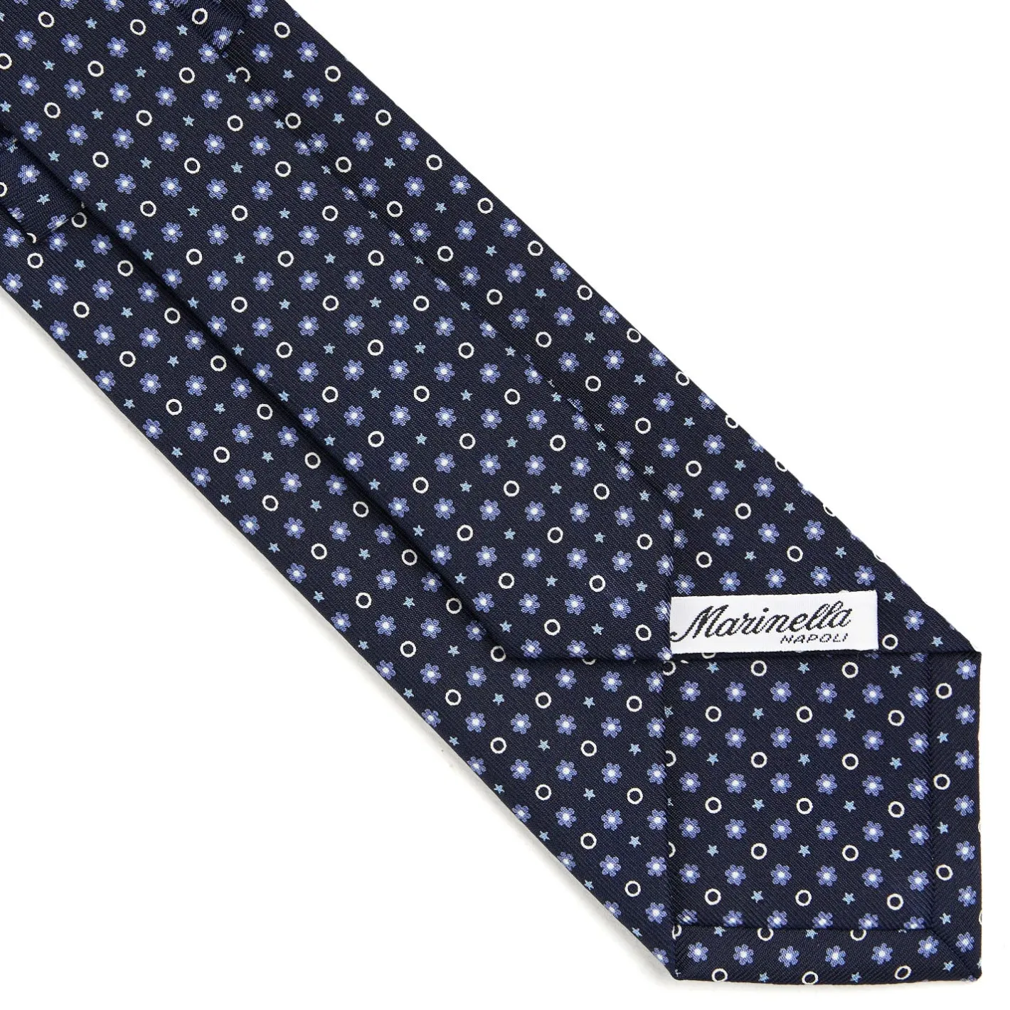 E.Marinella CRAVATTA SARTORIALE CLASSICA IN SETA BLU SCURO Microfantasia fiore Hot