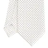 E.Marinella CRAVATTA SARTORIALE CLASSICA IN SETA BIANCA Pois Outlet