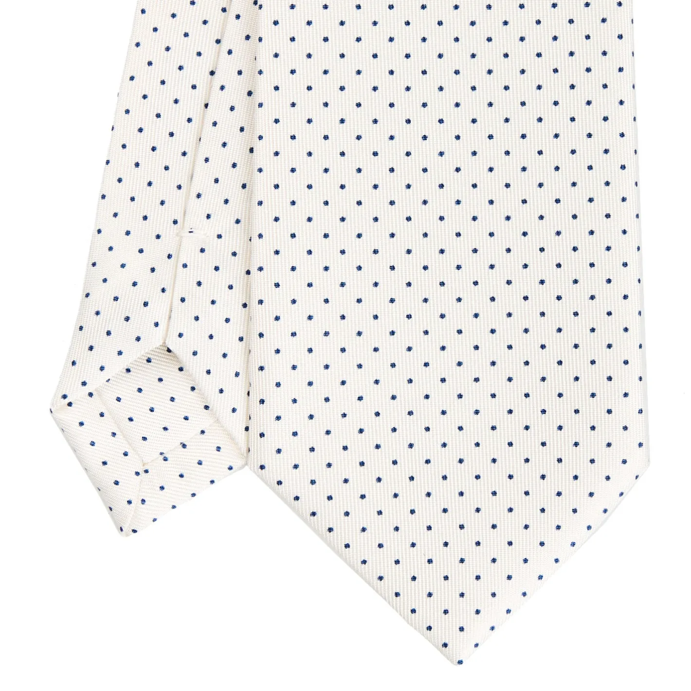 E.Marinella CRAVATTA SARTORIALE CLASSICA IN SETA BIANCA Pois Outlet