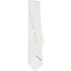 E.Marinella CRAVATTA SARTORIALE CLASSICA IN SETA BIANCA Pois Outlet