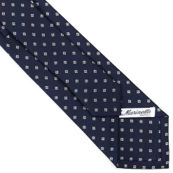 E.Marinella CRAVATTA SARTORIALE CLASSICA IN SETA BLU SCURO Microfantasia fiore Clearance
