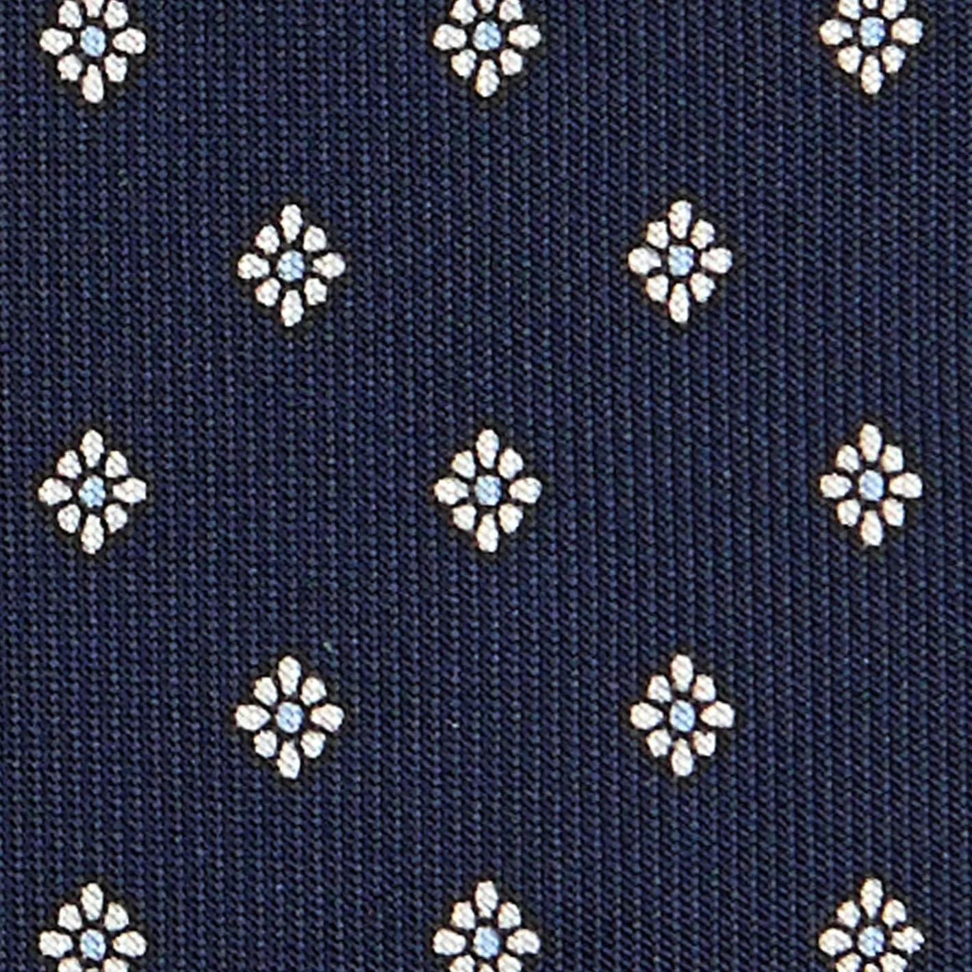 E.Marinella CRAVATTA SARTORIALE CLASSICA IN SETA BLU SCURO Microfantasia fiore Clearance