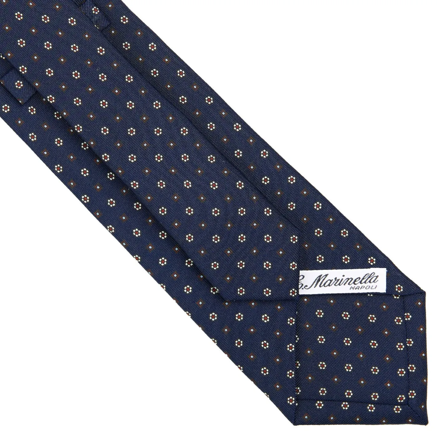 E.Marinella CRAVATTA SARTORIALE CLASSICA IN SETA BLU SCURO Microfantasia fiore Sale