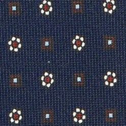 E.Marinella CRAVATTA SARTORIALE CLASSICA IN SETA BLU SCURO Microfantasia fiore Sale