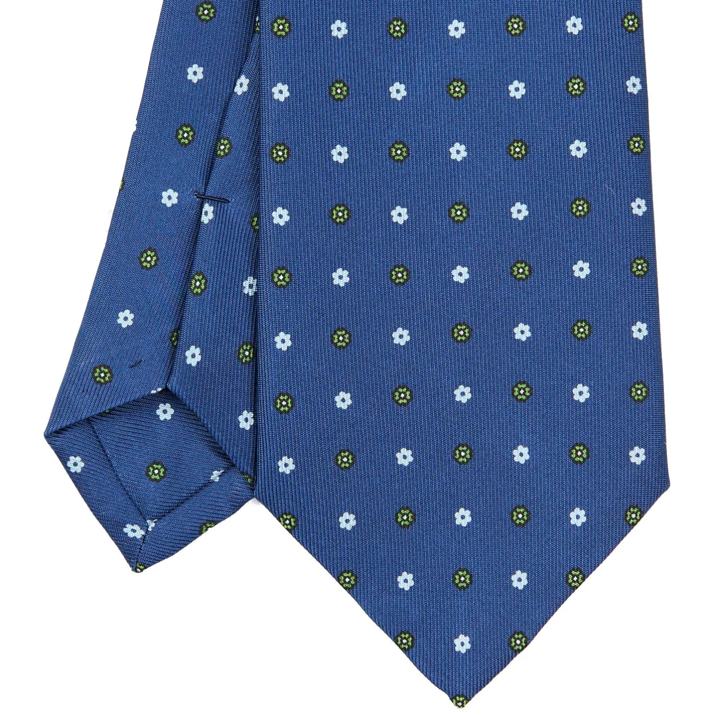 E.Marinella CRAVATTA SARTORIALE CLASSICA IN SETA BLU Microfantasia fiore Clearance