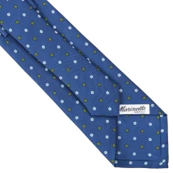E.Marinella CRAVATTA SARTORIALE CLASSICA IN SETA BLU Microfantasia fiore Clearance