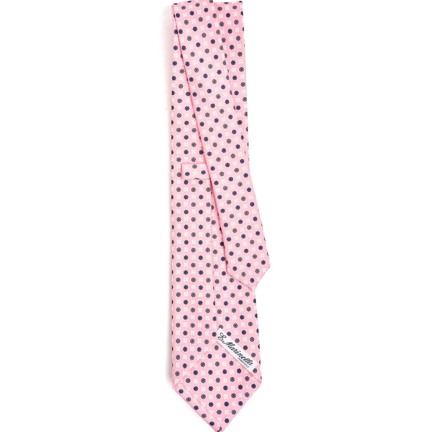 E.Marinella CRAVATTA SARTORIALE CLASSICA IN SETA ROSA Microfantasia fiore Outlet