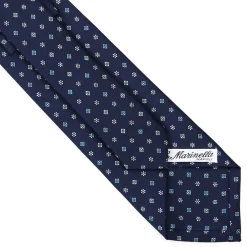 E.Marinella CRAVATTA SARTORIALE CLASSICA IN SETA BLU SCURO Microfantasia fiore