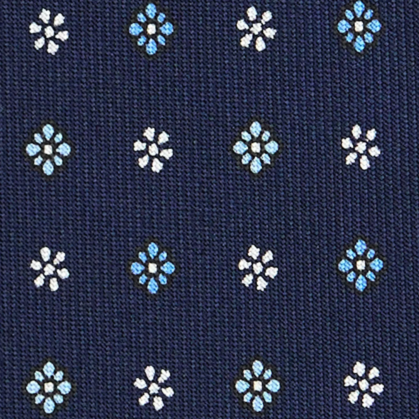 E.Marinella CRAVATTA SARTORIALE CLASSICA IN SETA BLU SCURO Microfantasia fiore