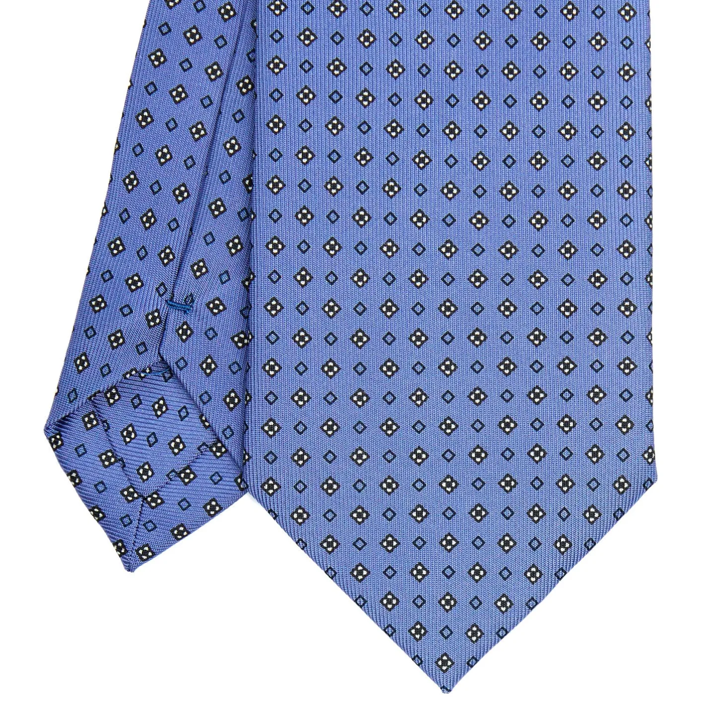 E.Marinella CRAVATTA SARTORIALE CLASSICA IN SETA AZZURRO POLVERE Microfantasia fiore Clearance