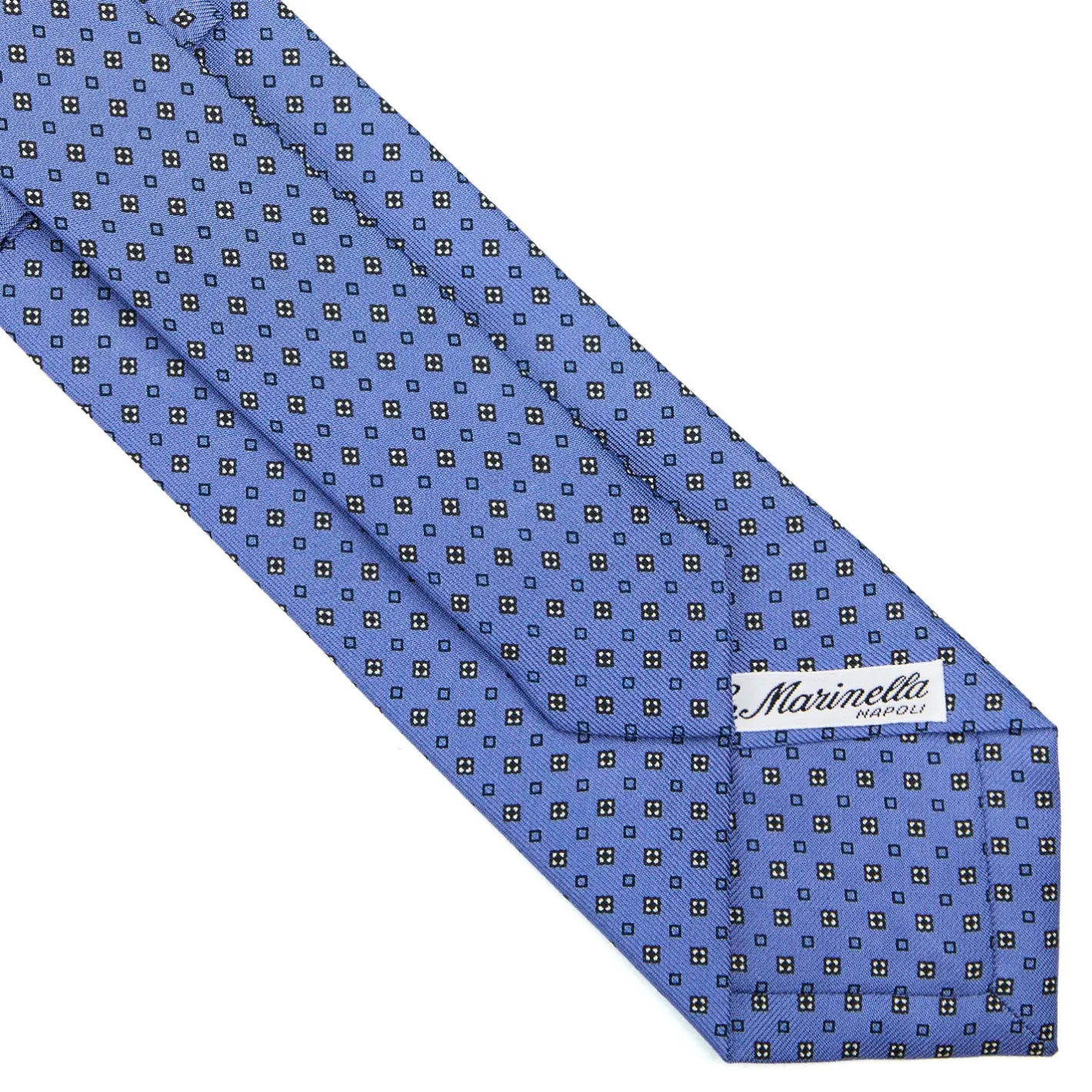 E.Marinella CRAVATTA SARTORIALE CLASSICA IN SETA AZZURRO POLVERE Microfantasia fiore Clearance