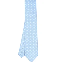 E.Marinella CRAVATTA SARTORIALE CLASSICA IN SETA AZZURRO Microfantasia fiore