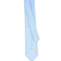 E.Marinella CRAVATTA SARTORIALE CLASSICA IN SETA AZZURRO Microfantasia fiore