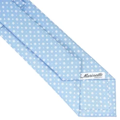 E.Marinella CRAVATTA SARTORIALE CLASSICA IN SETA AZZURRO Microfantasia fiore
