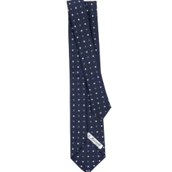 E.Marinella CRAVATTA SARTORIALE CLASSICA IN SETA BLU SCURO Microfantasia fiore New