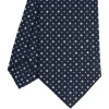 E.Marinella CRAVATTA SARTORIALE CLASSICA IN SETA BLU SCURO Microfantasia fiore Outlet