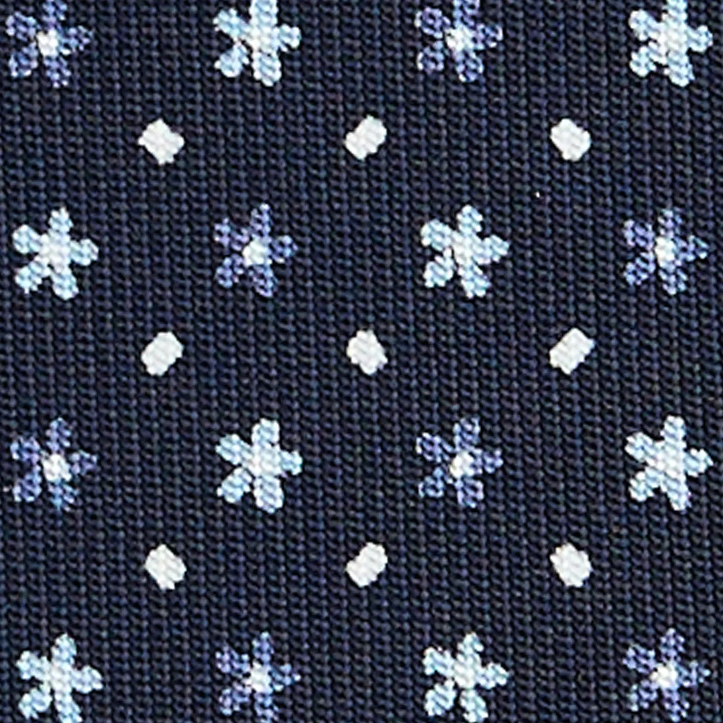 E.Marinella CRAVATTA SARTORIALE CLASSICA IN SETA BLU SCURO Microfantasia fiore Outlet