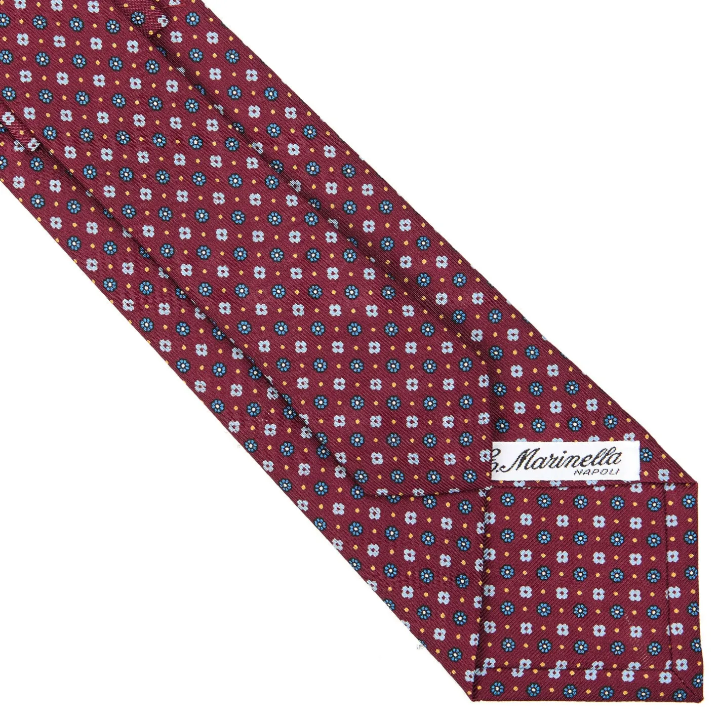 E.Marinella CRAVATTA SARTORIALE CLASSICA IN SETA BORDEAUX Microfantasia fiore New
